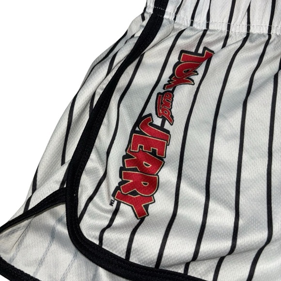 Tom & Jerry Girl's Size XL Athletic Running Shorts White Striped Lounge Shorts - Picture 3 of 7